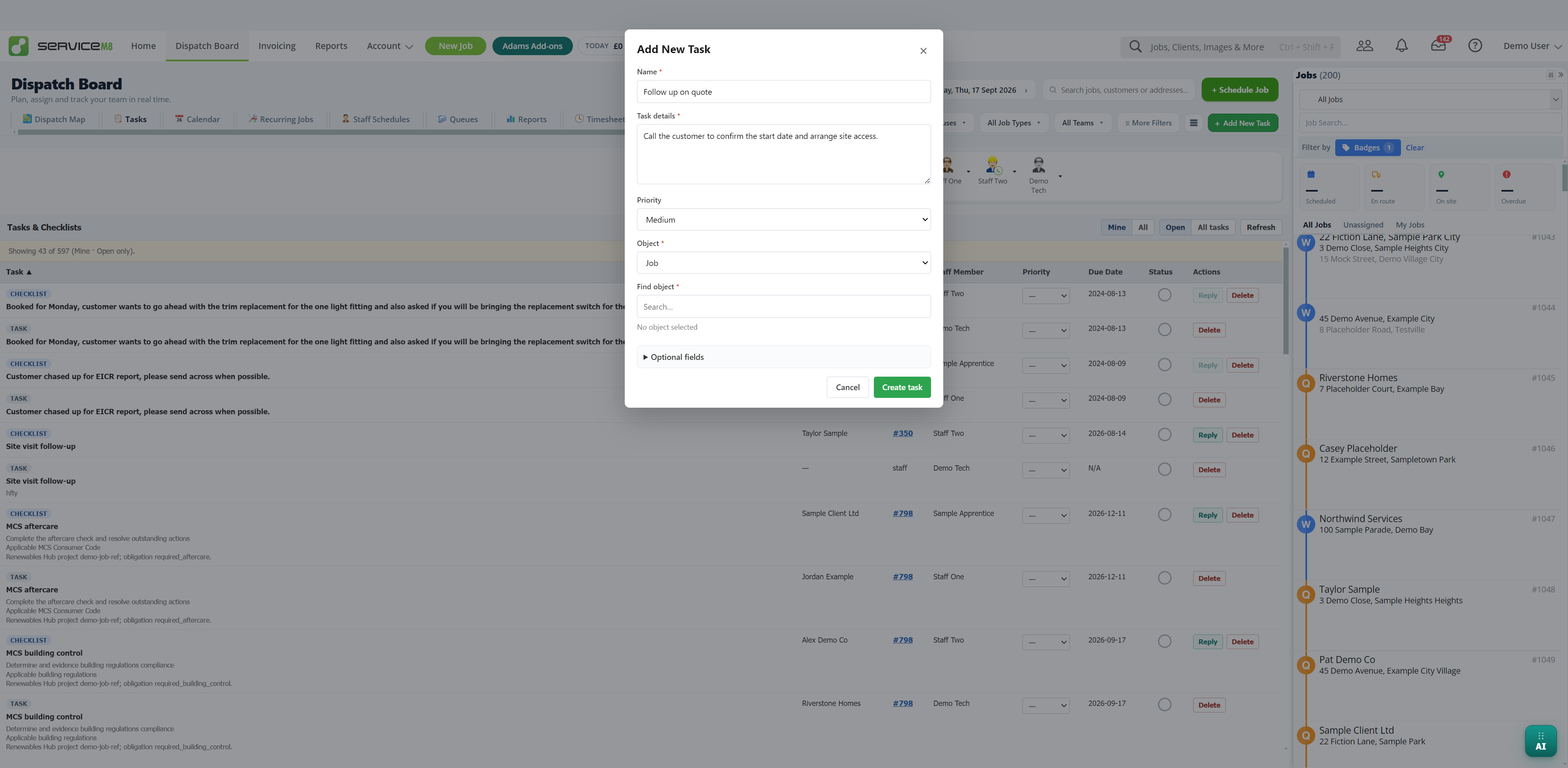 Add New Task modal